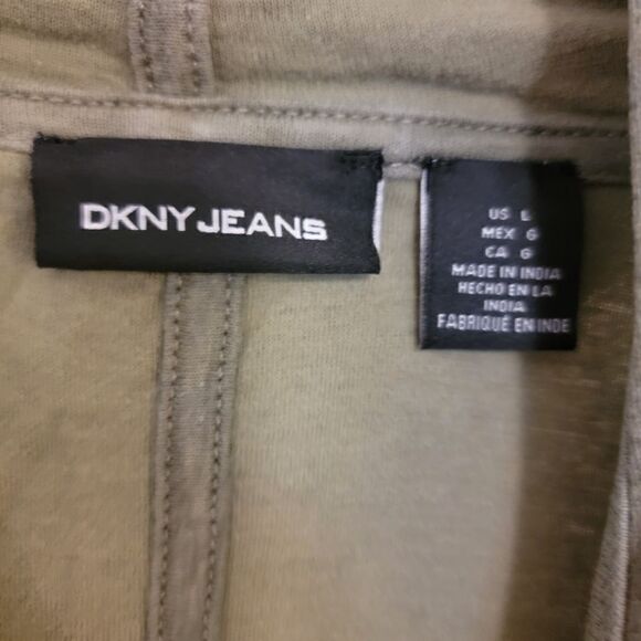 DKNY Hooded Long Sleeve Pullover Army Green size large - Picture 3 of 4